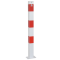 Barrier posts | Steel tube 70 x 70 mm | stationary, for casting in concrete | hot-dip galvanized / coated white | hot-dip galvanized and white coatedwith three red reflecting stripes | with 1 eyelet